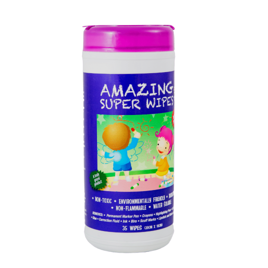 Amazing Superwipes - convenient, safe and environmentally friendly wipes to clean whiteboards and remove pen and crayon marks